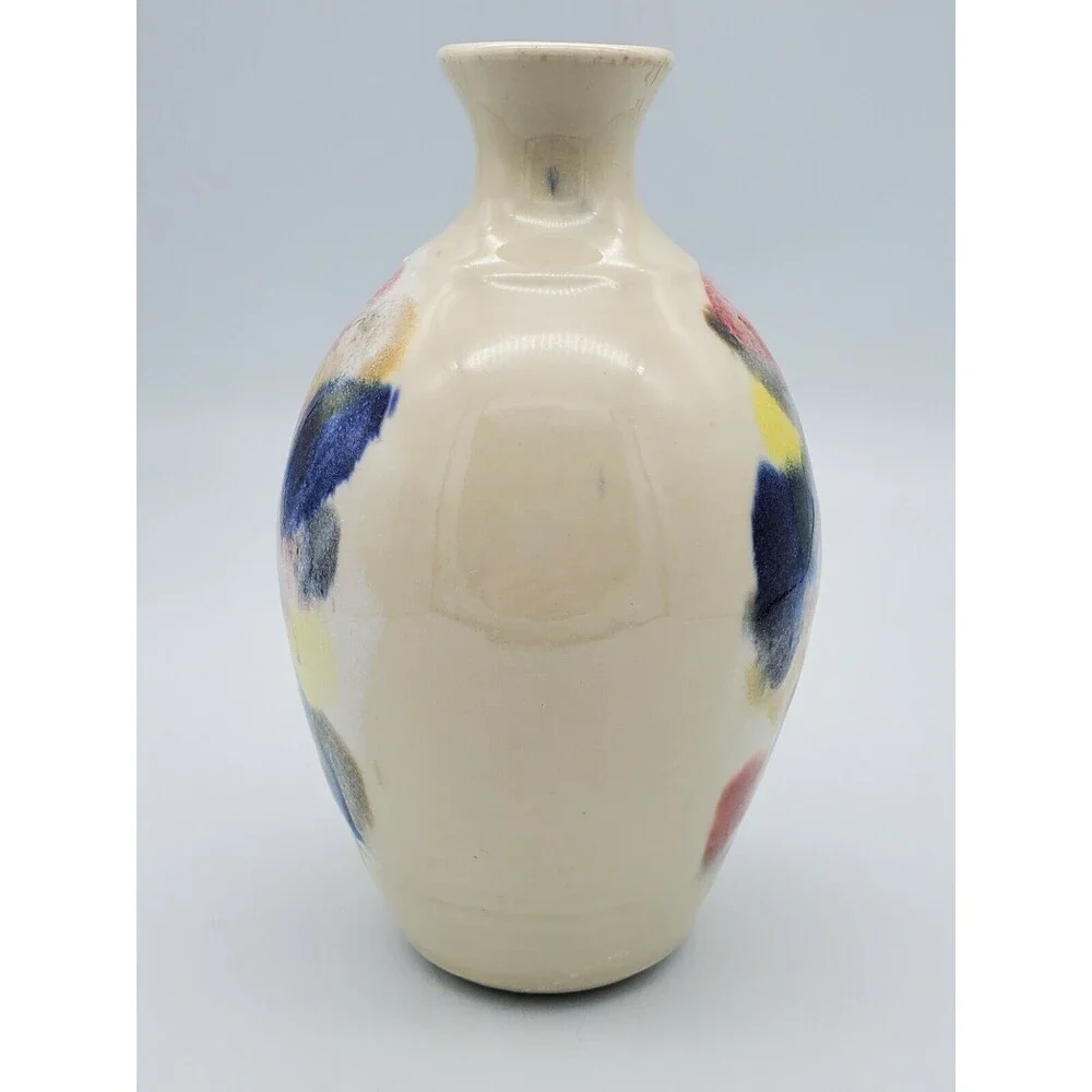 JWC Pottery Vase Multi-Colored Glaze Marked J.W.C. Beautiful!!! Colorful!!